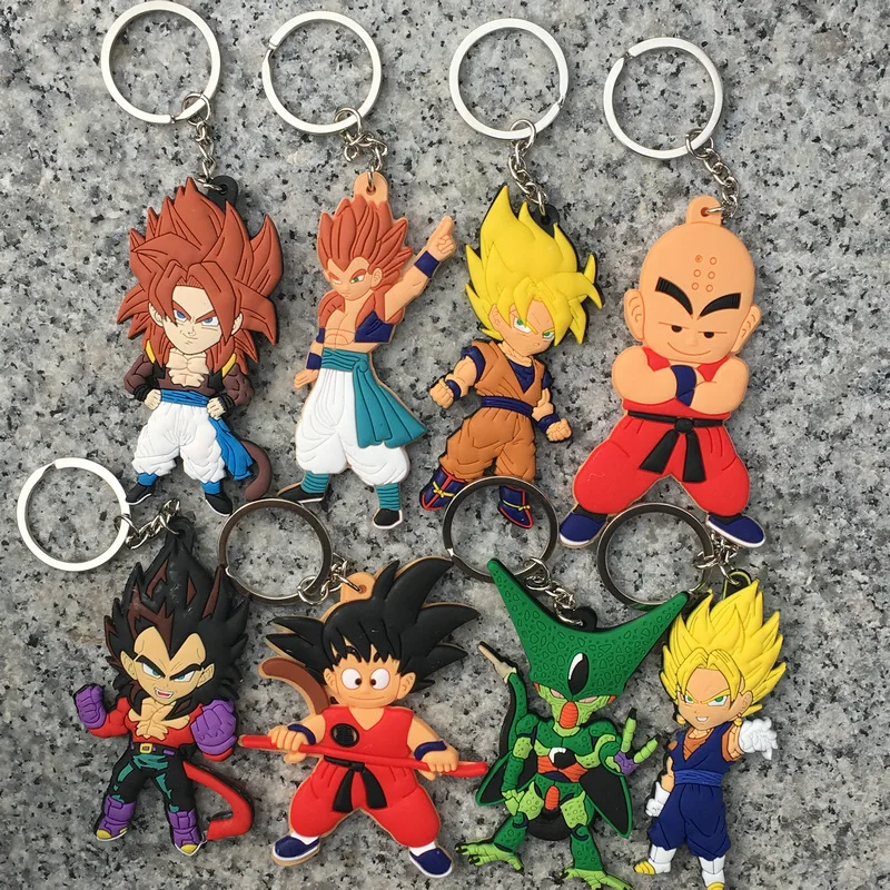 Anime Dragon Ball Action Figure Keychain Accessories Charms PVC Kakarotto Son Goku Keyring Pendant Holder Toys for Children Gift