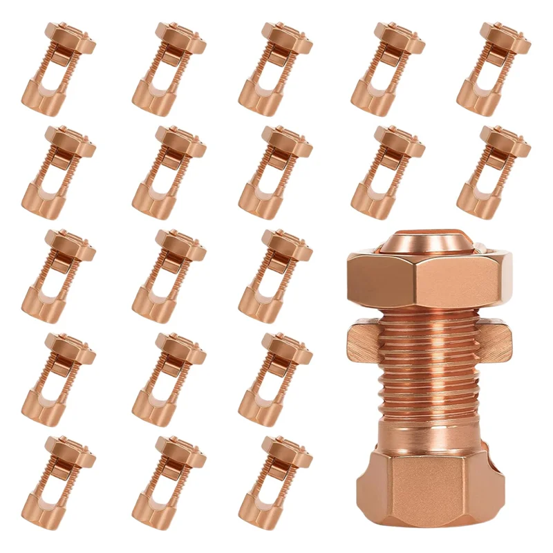 

A84X-20Pcs Split Bolt Wire Connector Copper Grounding Clamps For 6AWG/7AWG/8AWG Bare Wire Ground Bonding