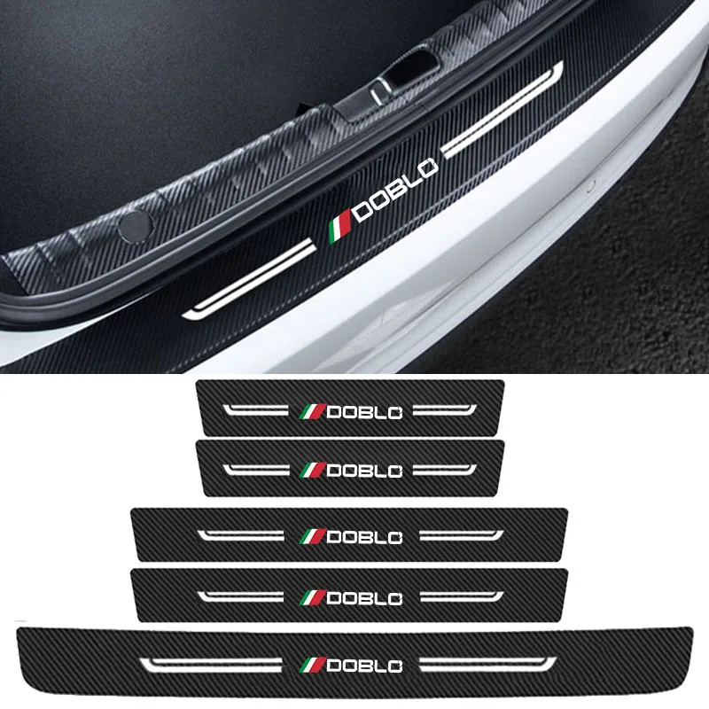 Car Anti Scratch Strips For FIAT DOBLO Emblem Door Sill Protector Stickers Carbon Fiber Threshold Protection Bumper Film Sticker