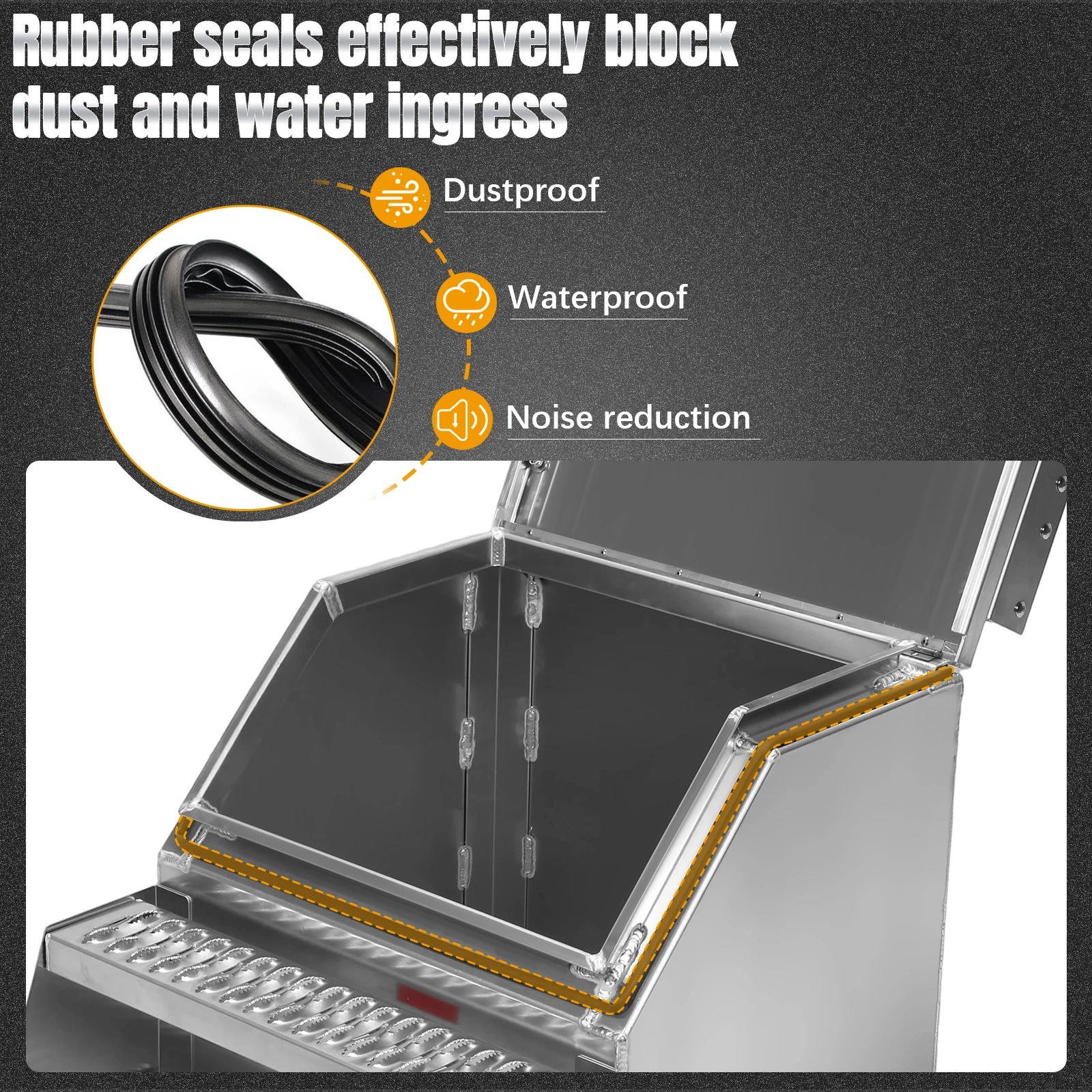 

Weatherproof Lockable Storage Box 12/23 Inch Aluminum Toolbox with T-Handle Latch Lock Fit for Peterbilt Kenworth & More