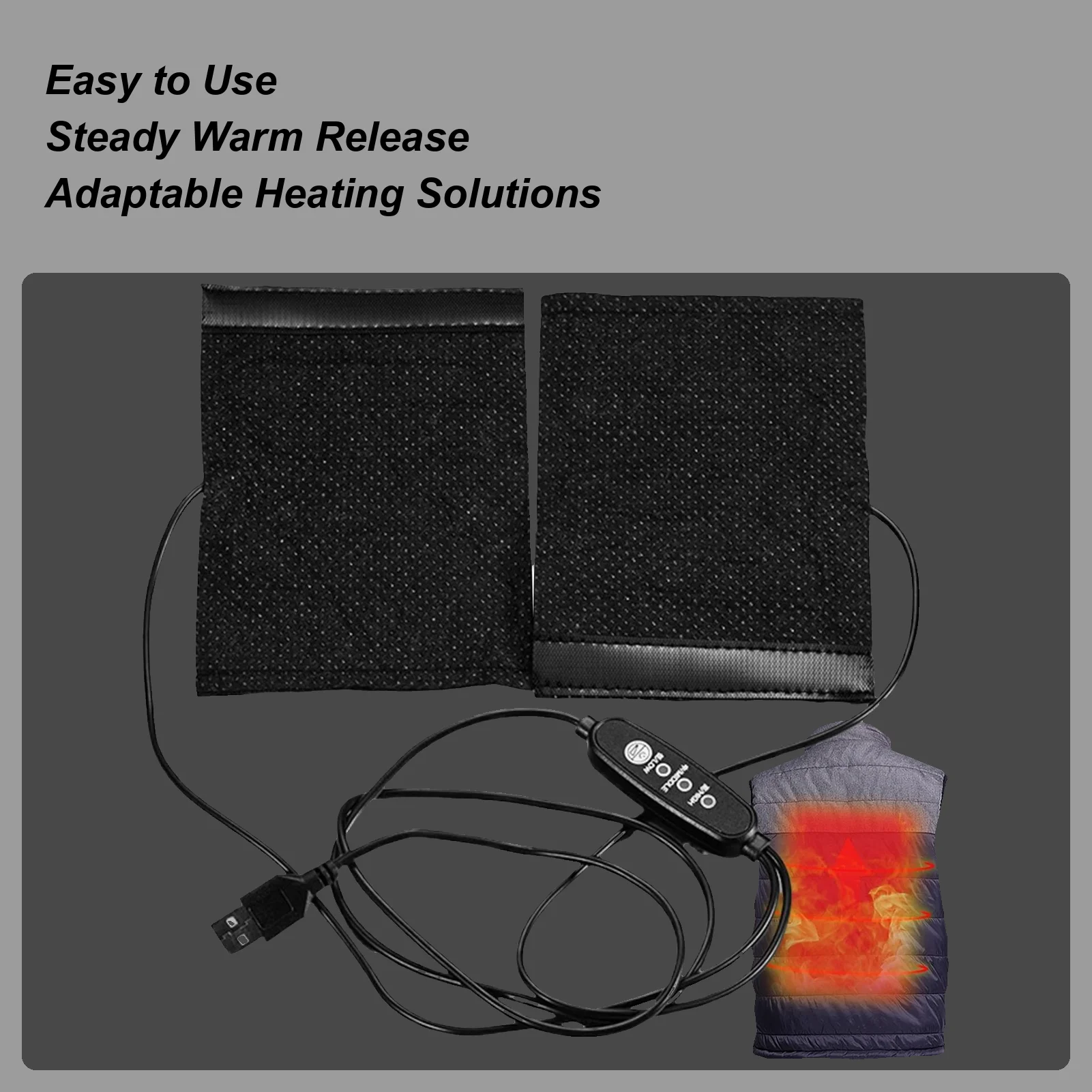 

USB Heating Pad Flexible Strap Plug in Electric Heater Pack USB Heating Pad for Car for Back Neck Shoulder Body Bed Office Knee