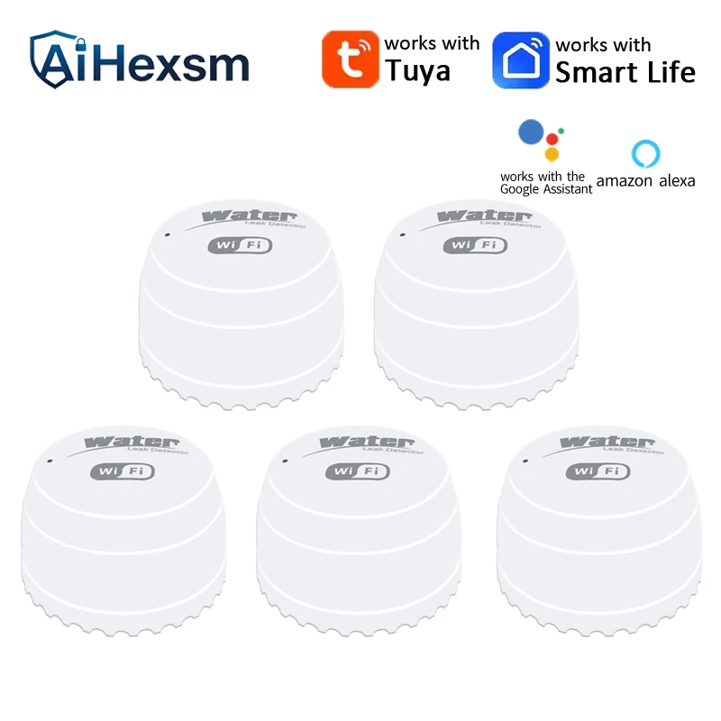 Tuya WiFi Water Leak Detector Flood Sensor 55DB Smart Life APP Remote Monitoring Flood Alert Overflow Security With Alexa Google