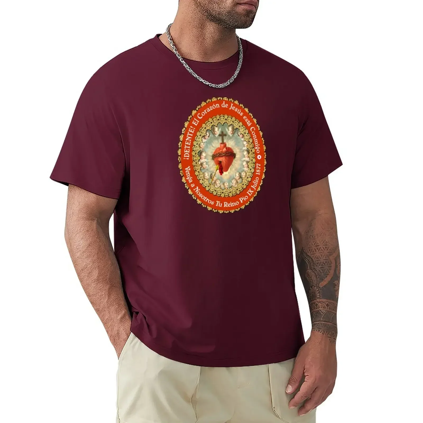 aesthetic clothes quick drying t shirt for men Detente Spanish Sagrado Corazon Sacred Heart of  Catholic Prayer T-Shirt