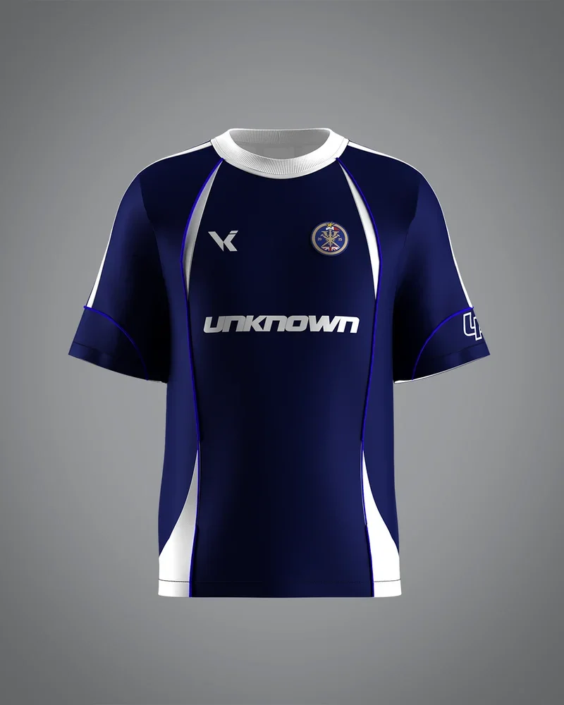 Classic Navy White Stripe Football Jersey Unknown Logo Breathable Sport Shirt Customizable Team Uniform Male Training Casual
