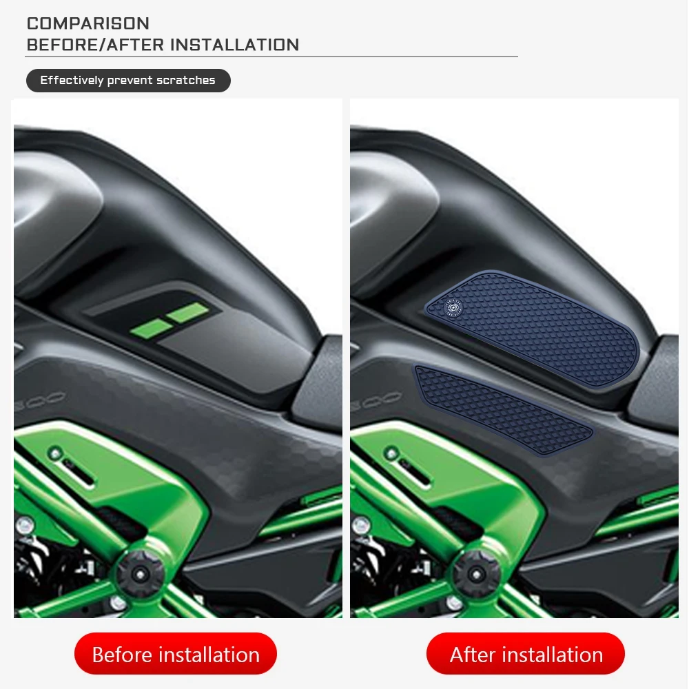 جديد لـ KAWASAKI Z900 Z900se Z900 se 2025 2026 دراجة نارية عدم الانزلاق الجانب خزان الوقود ملصقات وسادة مقاومة للماء المطاط ملصق