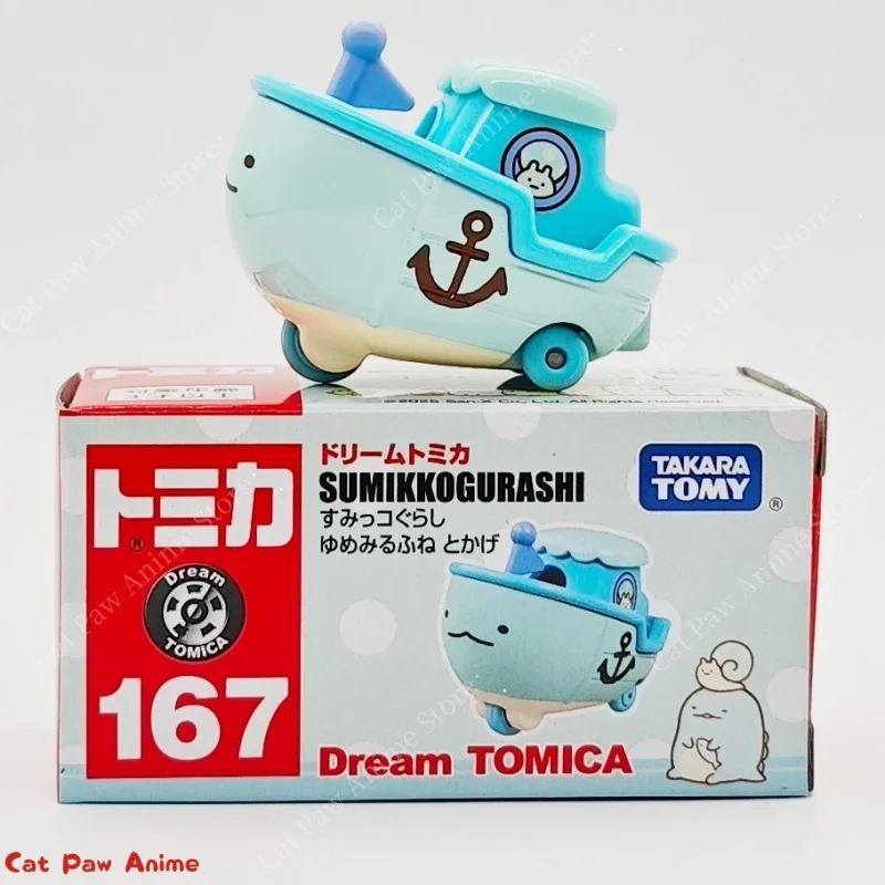 Tomy Dream Tomica Sumikko Gurashi Ip No.167 لعبة سيارة مصنوعة من خليط معدني ذات علامة تجارية مشتركة مجموعة نموذج باخرة زرقاء هدية مزخرفة للأولاد