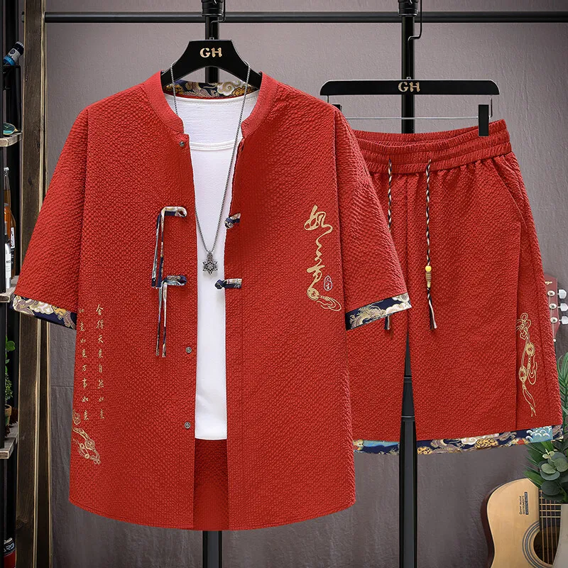 Camisas + pantalones cortos Conjuntos casuales para hombres 2025 nuevo estilo moda de verano Ropa deportiva Moda masculina pantalones cortos y camisas hombres tamaño completo M-4XL ﻿