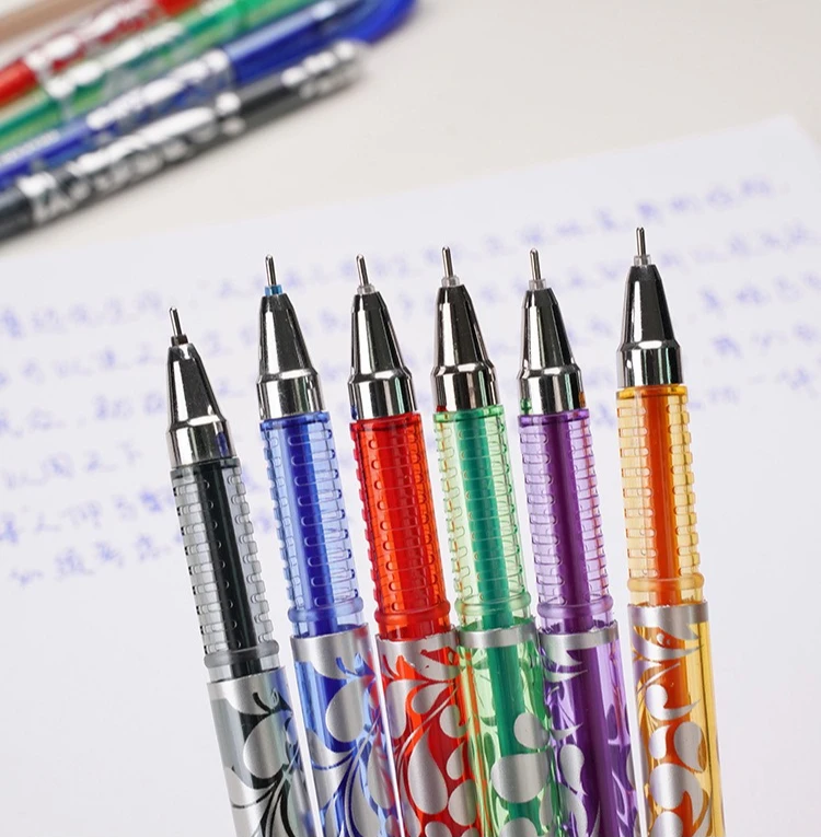 Bunter löschbarer Gelstift, 0,5 mm, Thermotinte, blaues weißes Design, Kunststoffkörper, Schulbüro, Schreibzubehör – Detail 3