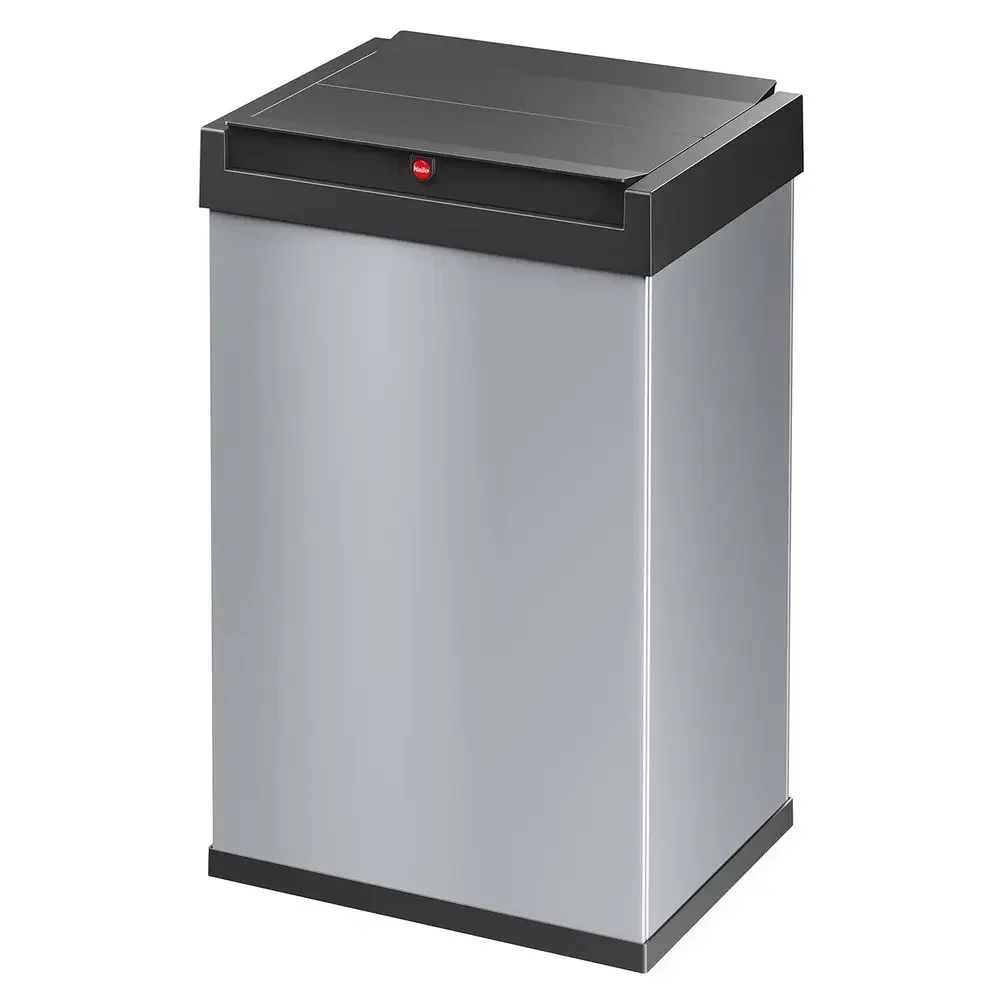 

35L Swing-Top Waste Bin in Silver - Durable Plastic Trash Can for Home or Office Use