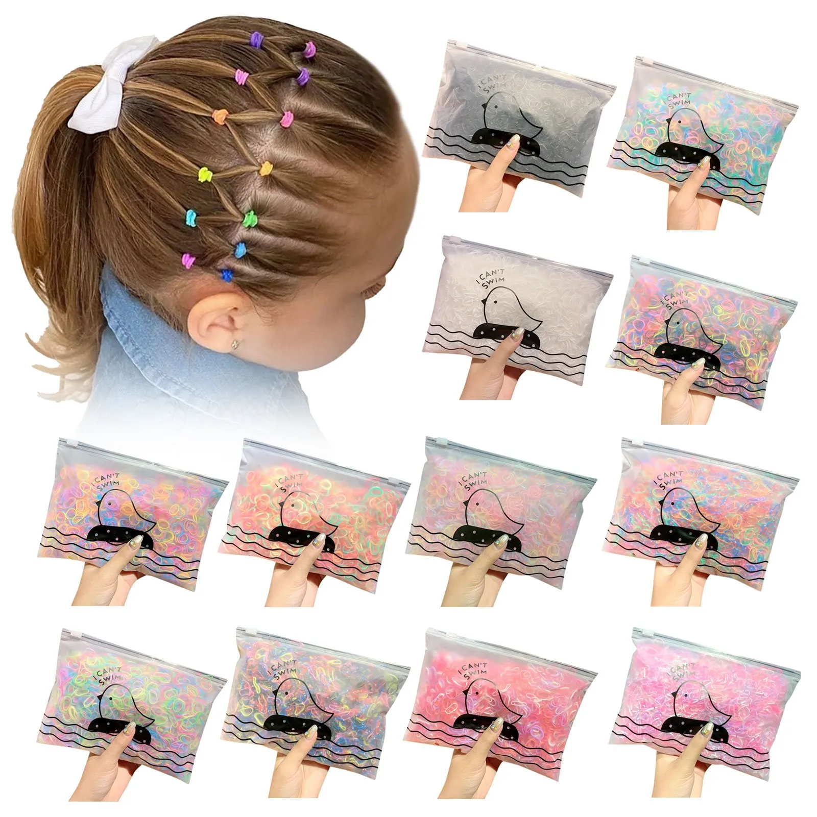 1000Pcs / Pack Girl Colorful Fashion Disposable Rubber Band Elastic Hair Band Ponytail Holder Fashion Hair Accessories