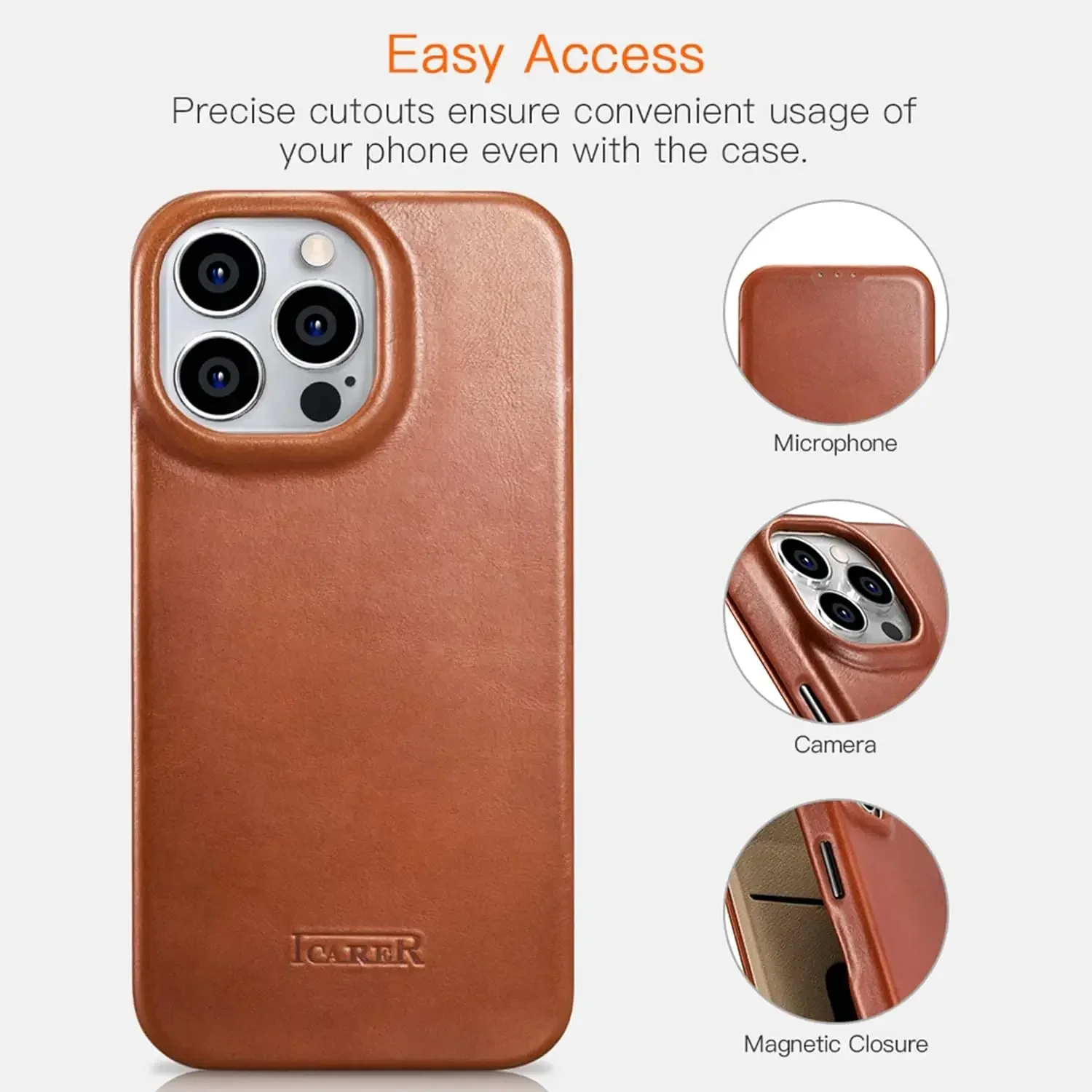 ICARER Leather Case Compatible for Phone 14/Pro 14 Pro Max