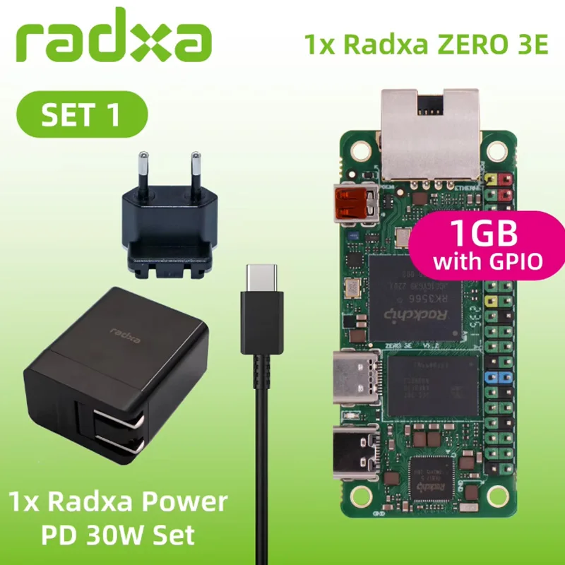 

Radxa ZERO 3E RK3566, 4-core CPU SBC, GPU, NPU, HDMI, with 1080P Output, Gigabit Ethernet, Single Board Computer