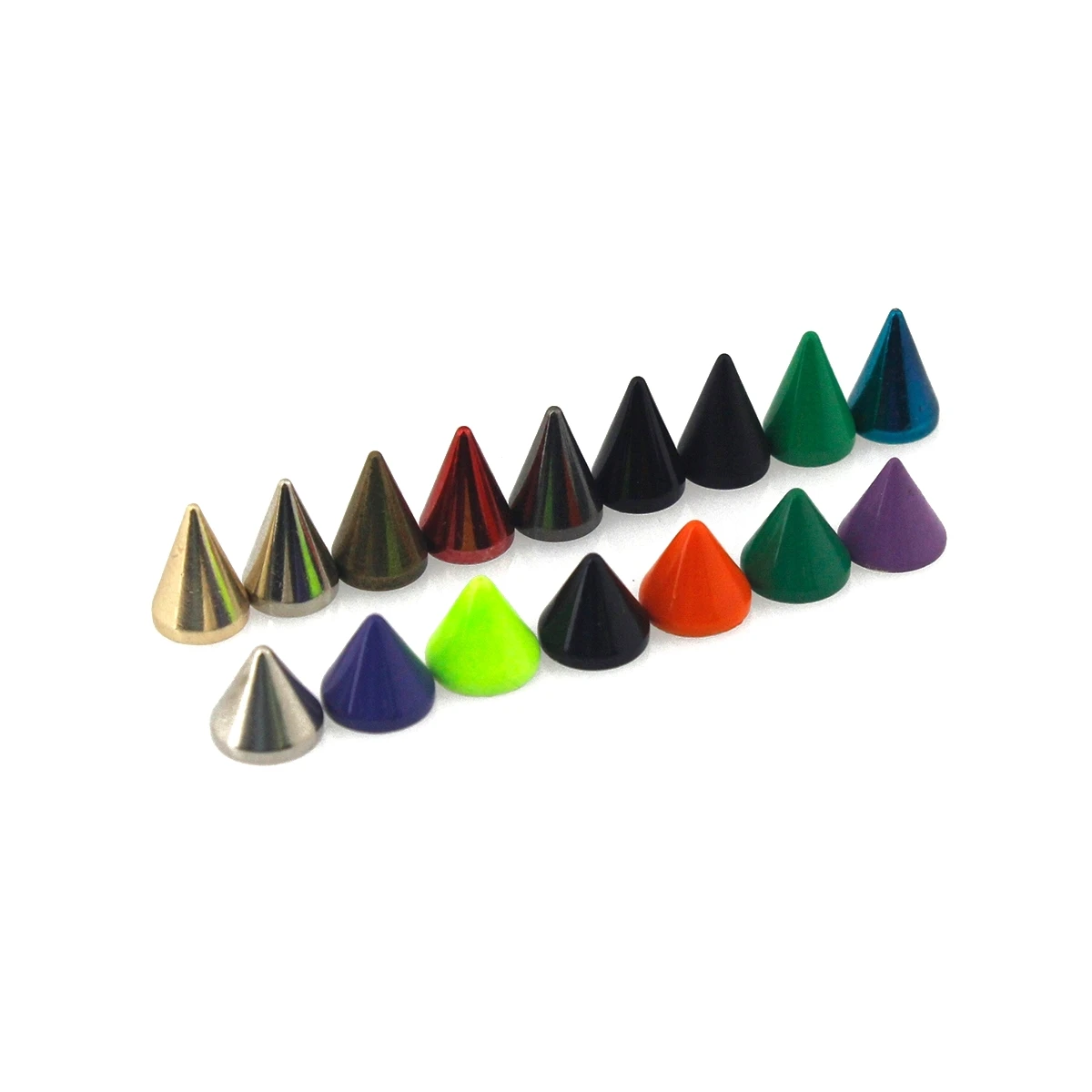 10pcs More Color Brass Bullet Cone Spike Punk Screwback Studs Bag Clothes Leather Craft Phone Case Diy Decor Accessories