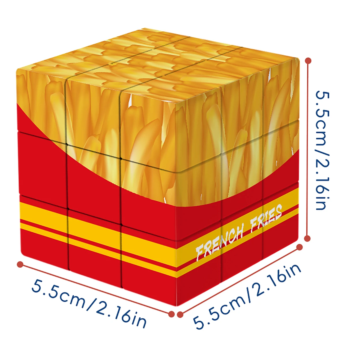 Kubus Ajaib 3x3x3 Puzzle UV Dicetak 3D Kentang Goreng Pereda Stres Profesional Mainan Permainan Kecepatan Halus untuk Hadiah Anak-anak