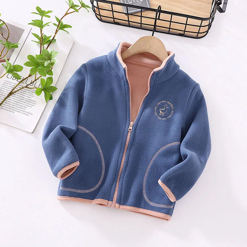 New Korean Kids Fleece Coat Autumn Winter Children Jacket Warm Kids Thicken Sweatshirt Clothing Zipper Spring Coat Girl