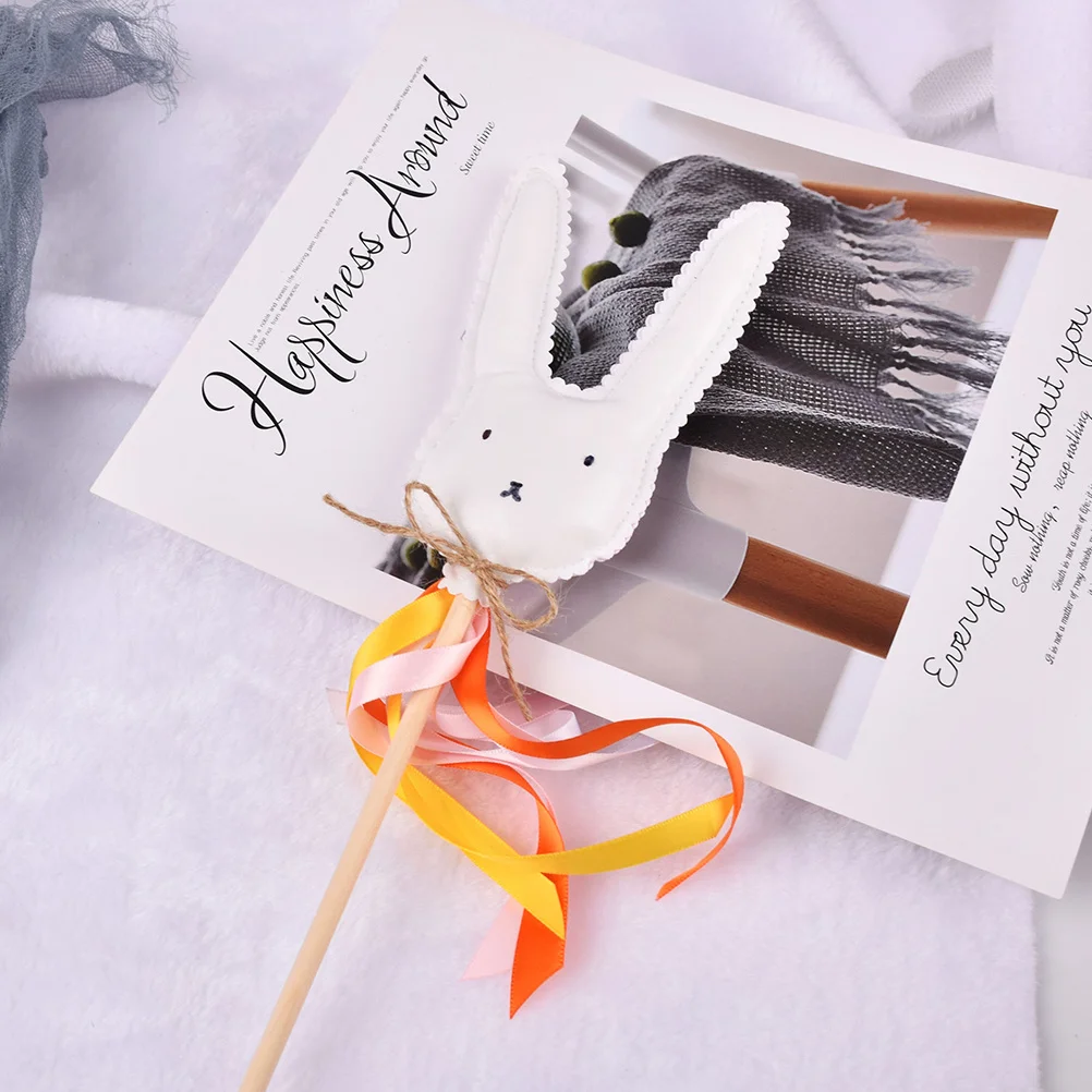 

2Pcs Easter Rabbit Fairy Stick Adorn Fine Workmanship Children Plaything Party Ornament Bunny Wand Easter Party Props