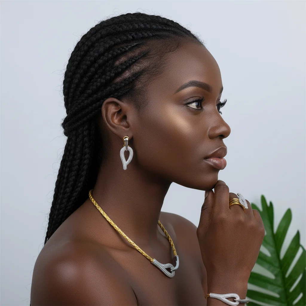 

New Italian Women Jewelry Set of 4 Quality Luxury Design Dubai Fashion Necklace Earrings Ring Bracelet Wedding Party Gift