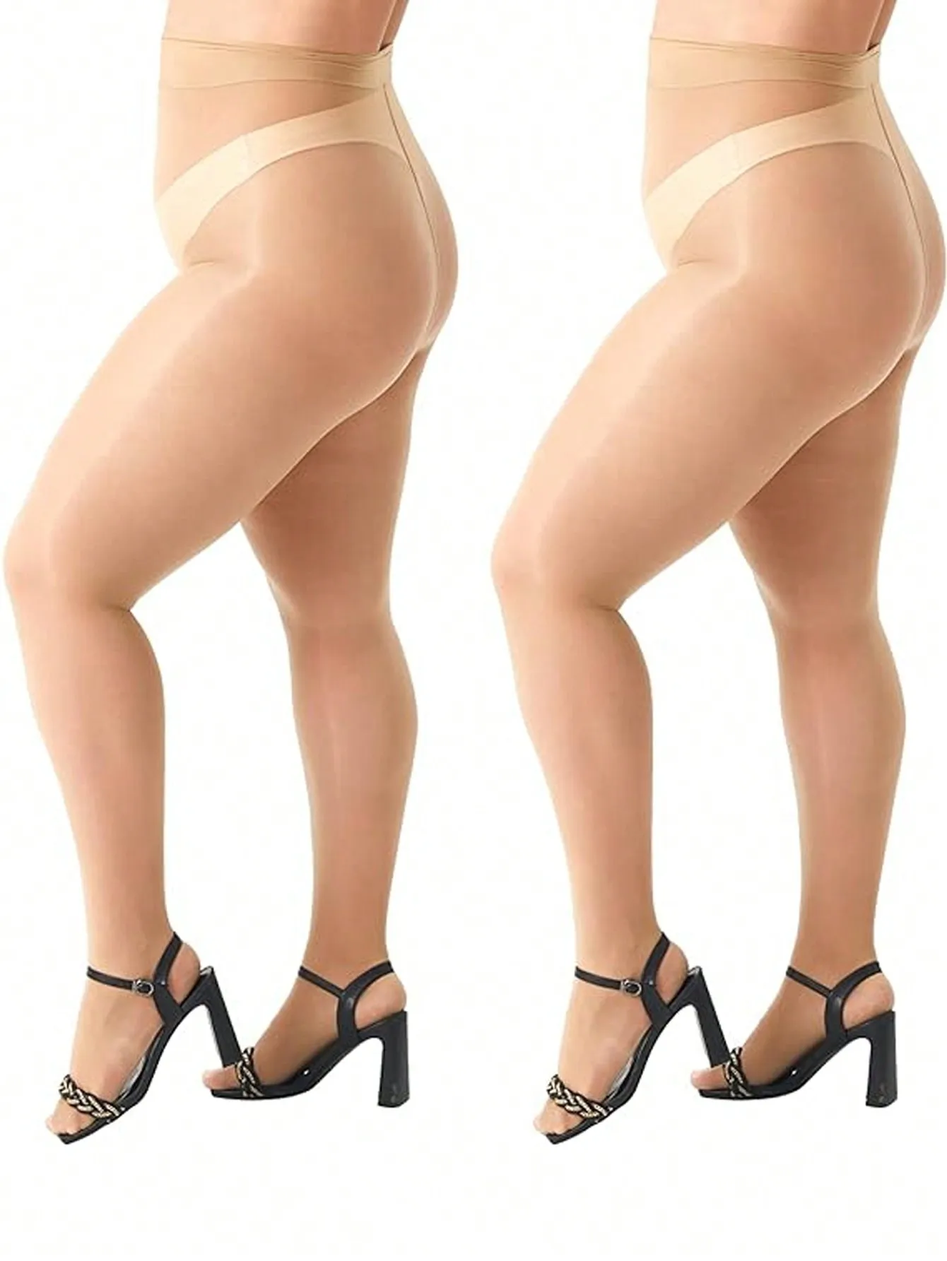 Two sets of women\'s super elastic oversized ultra-thin skin penetrating stockings with flat bottomed pantyhose