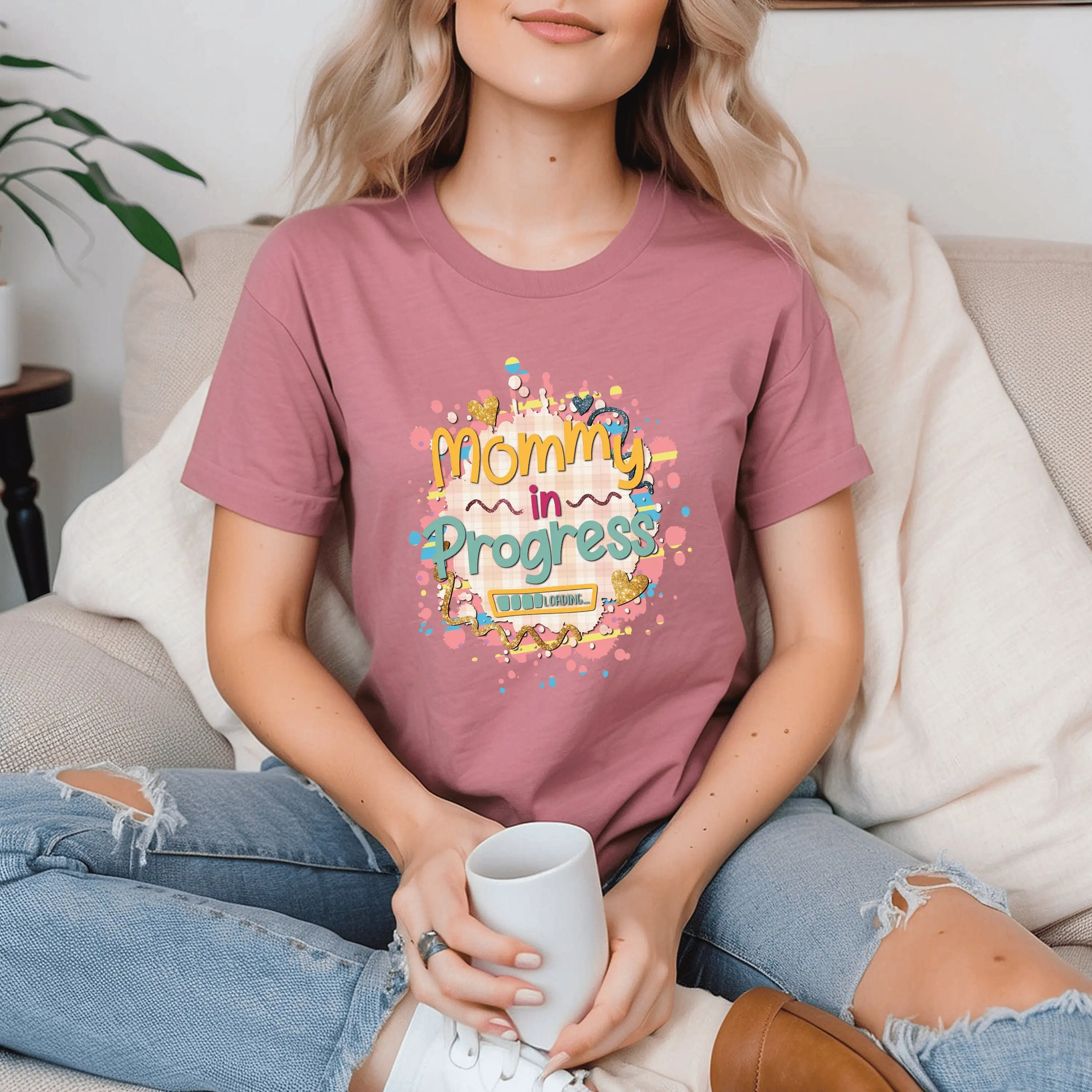 Mommy In Progress T Shirt For New Mom Pregnancy Announcement Her Cute Baby Reveal