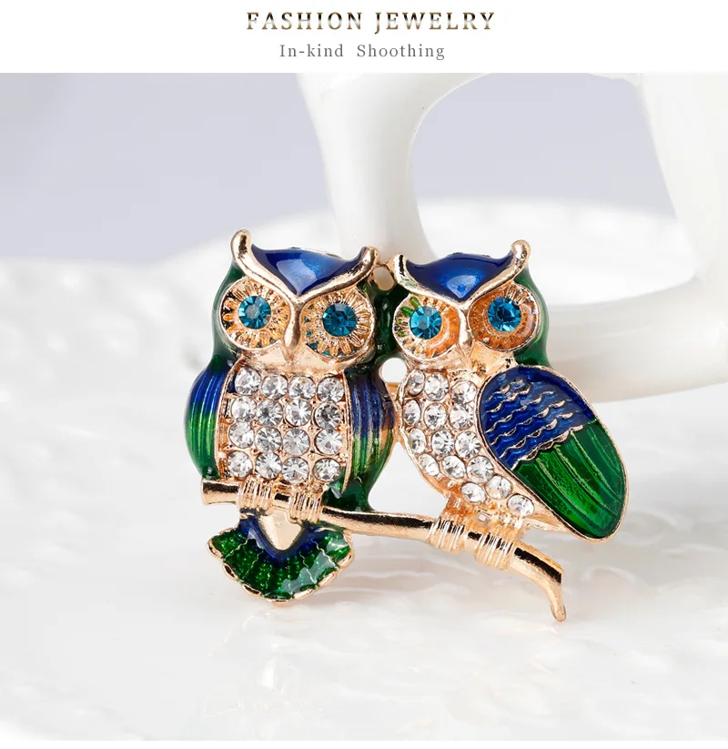 

Vintage Full Rhinestone Owl Brooches For Women Men Creative Cartoon Bird Brooch Clothing Crystal Pins Office Luxury Jewelry Gift