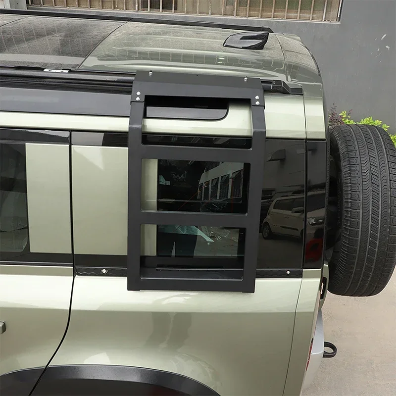 For Land Rover Defend 90 110 130 2020-2024 Aluminum Alloy Black Car Rear Side Ladder Roof Climbing Ladder Car Accessories
