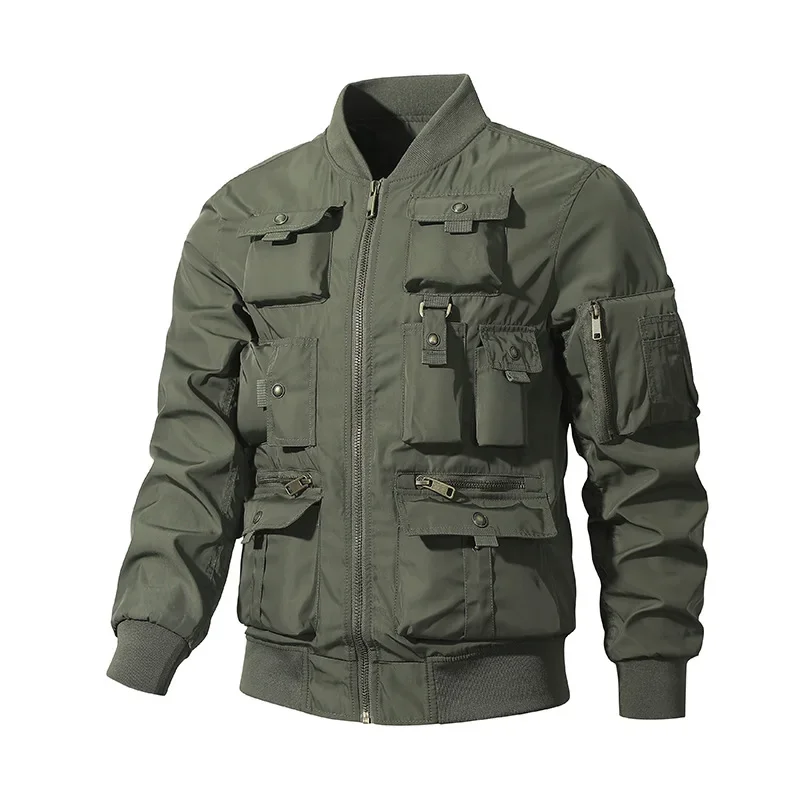 

Autumn Men's Baseball Collar Flight Suit New Multi-pocket Cargo Jacket