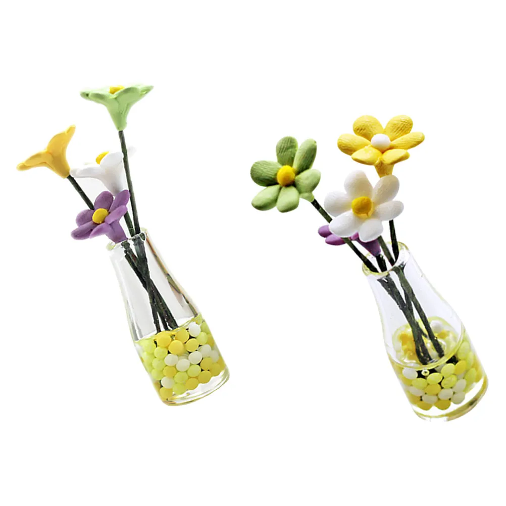 

2Pcs Mini Flowerpots Small Flower Art Ornaments Miniature Home Decor Micro Landscape Decorations Photography Props DIY