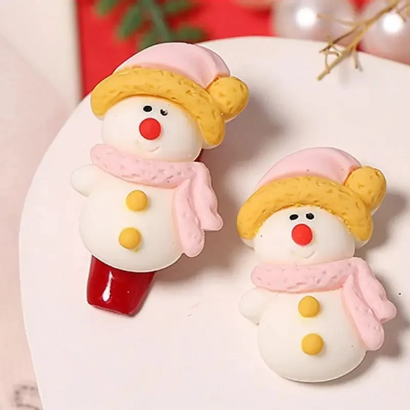 Resin Snowman Animals Elk Ornament Flatback Christmas Nail Charms Nail Jewelry 3D Nail Art Decoration Manicure Accessories
