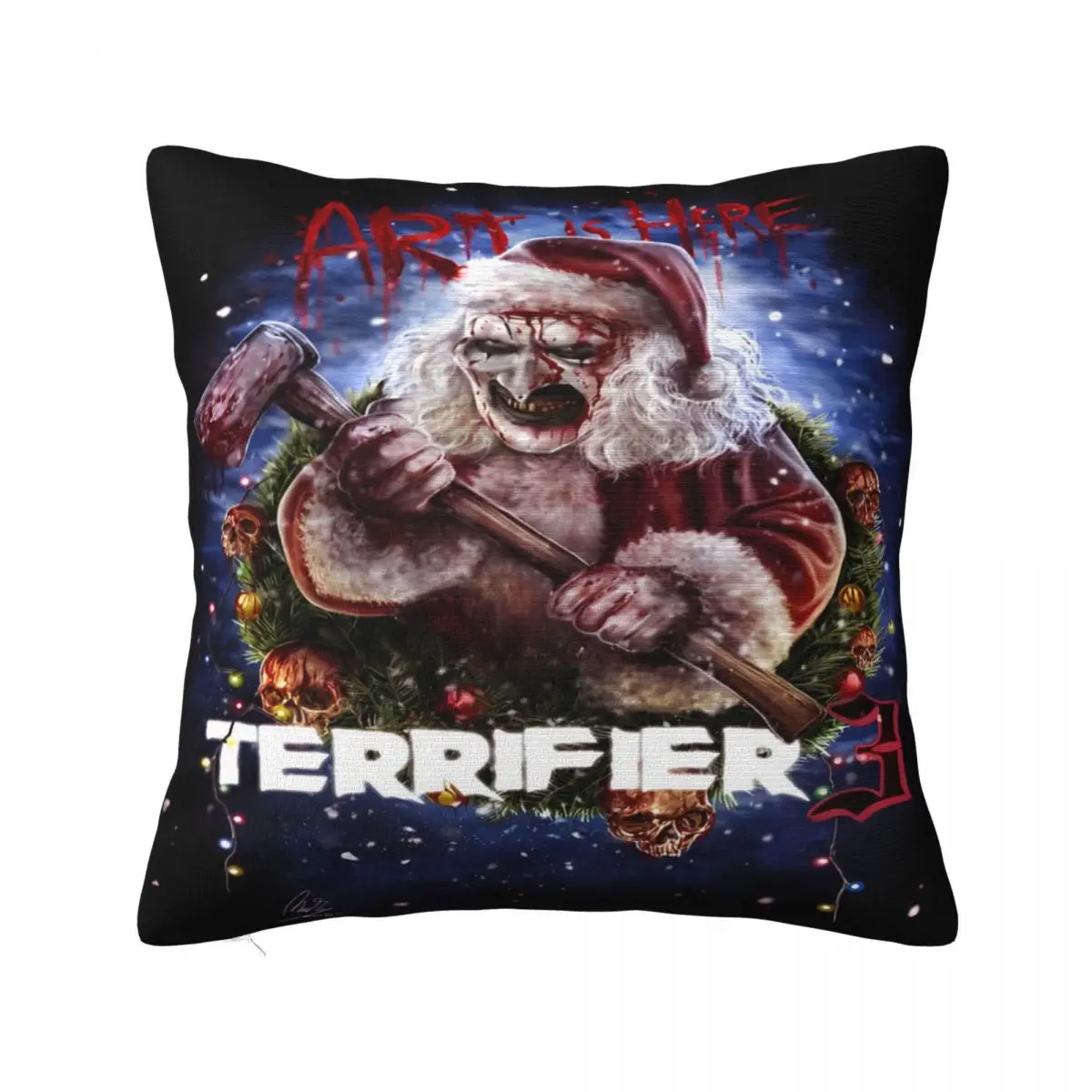 Y2K Living Room Christmas Terrifier 3 Art The Clown Horror MovieDecoration Pillowcases Merch Pillow Covers Square Multi-Size