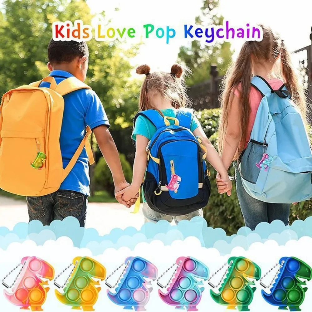 New 20/10Pcs Dinosaur Keychain Sensory Fidget Toys Bulk Animal Themed Party Favors for Kids Birthday Goodie Bag Fillers