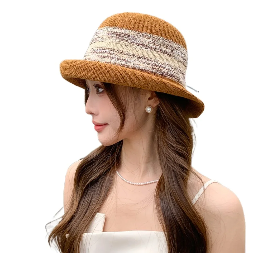 

Temperament Advanced Sense Women's Bucket Cap French Elegance Curled Fisherman Hat Sweet Sun Protection Sunshade Basin Hat