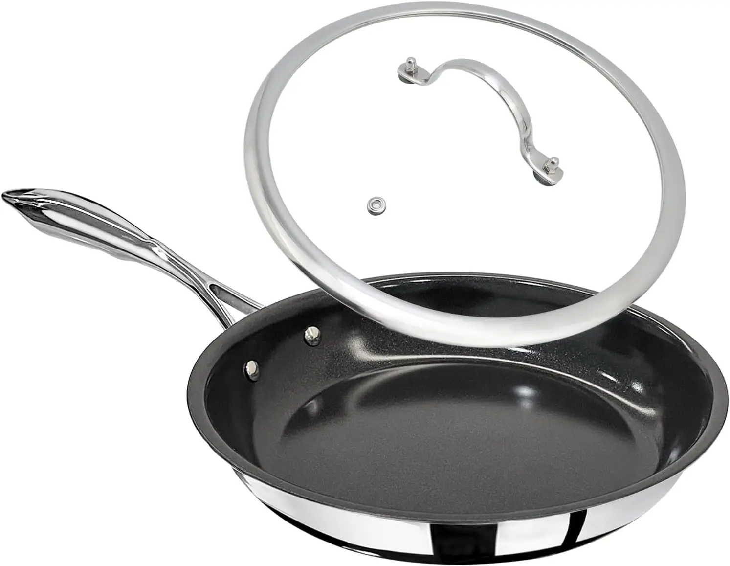 

Ceramic Nonstick Skillet with Lid - PFOA and PTFE-Free, Thickened Four-Layer Construction, Suitable for All Stovetops
