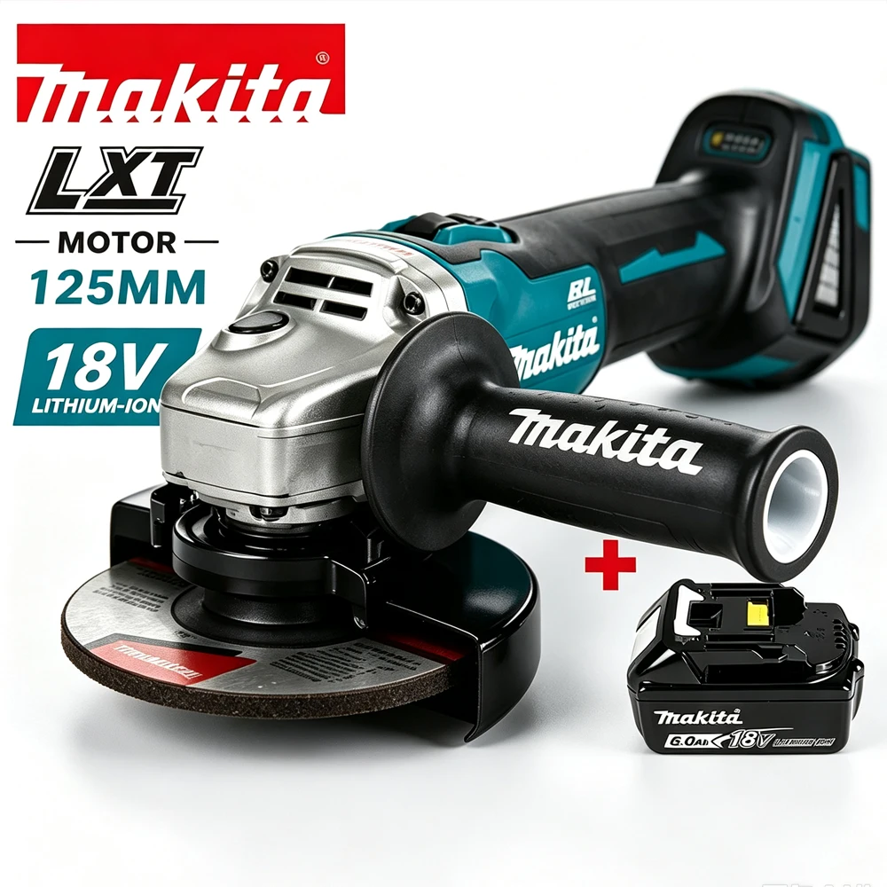 Makita 18V Bürstenloser 125mm Winkelschleifer DGA404, 8500 U/min ADT Automatischer Drehmomentantrieb mit Sanftanlauf für Schwere Schleifarbeiten