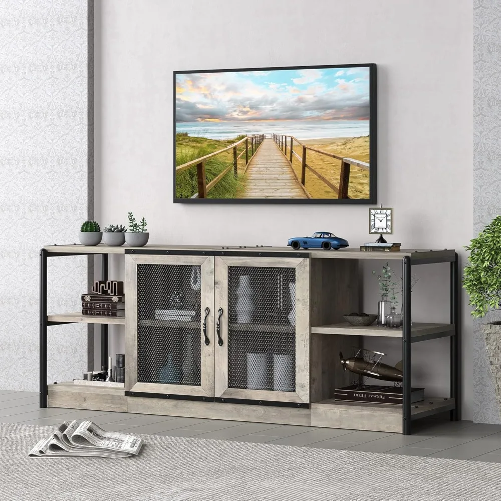 TV Stand for 65+ Inch TV, Industrial Entertainment Center TV Media Console Cabinet, Farmhouse TV Stand