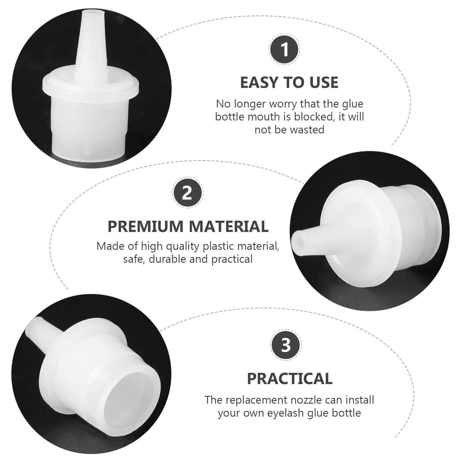 20 pz Colla Per Ciglia Bottiglia Punta di Ricambio Anti-Bloccante Ugello Trasparente Per Strumenti di Estensione Delle Ciglia Mascara Innestato