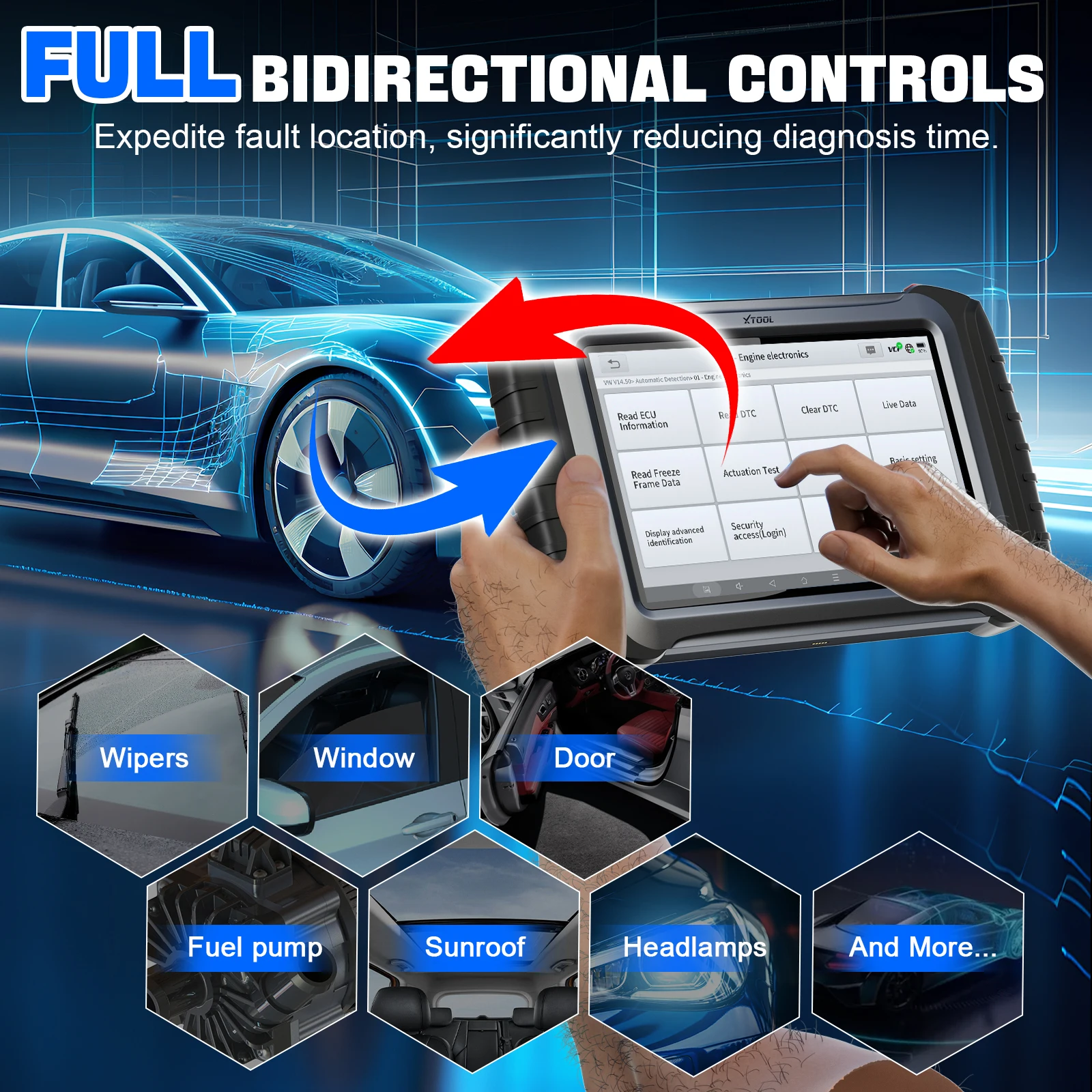 XTOOL InPlus IP919PRO Diagnostic Tool ECU Programming Coding Auto Scanner Bidirectional 51+ Resets With Topology CANFD DoIP FCA