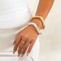 Simple Abstract Exaggeration Irregular Silver Plain Bracelet Luxury High Quality Open Bracelet Women Girls Party Accessories
