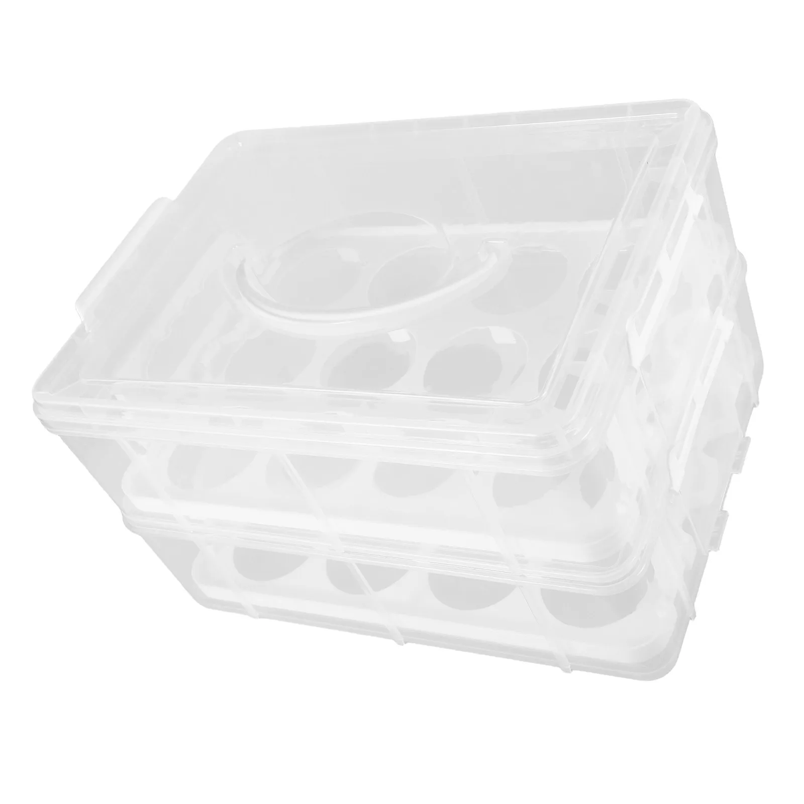 

Portable Rectangular Cupcake Carrier Box Dual Layer Clear Dessert Packing Container with Lid Sealed Freshness for Travel Cake