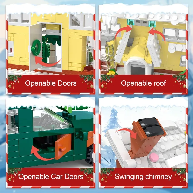 650-teiliges Feiertags-Wohnmobil-Bausatz – Weihnachts-Camper-Van-Modell für Jugendliche und Erwachsene, festliches DIY-Geschenk mit Farbbox