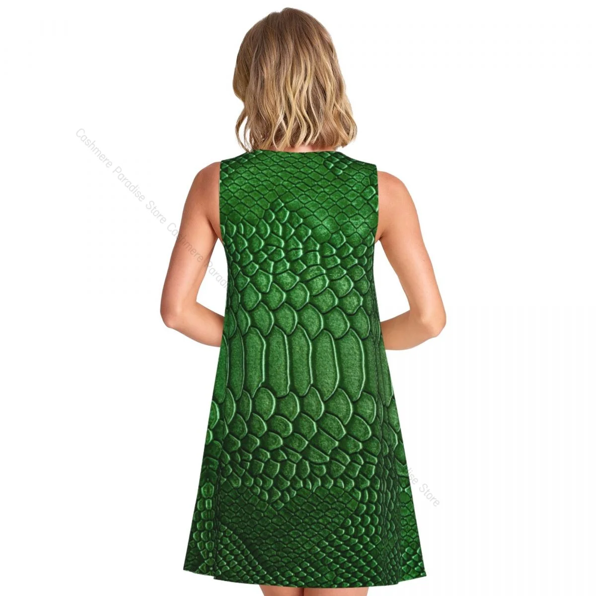 Abito da donna Scaglie di pelle di serpente verde Texture T-shirt casual estiva Abiti da spiaggia Coprispalle