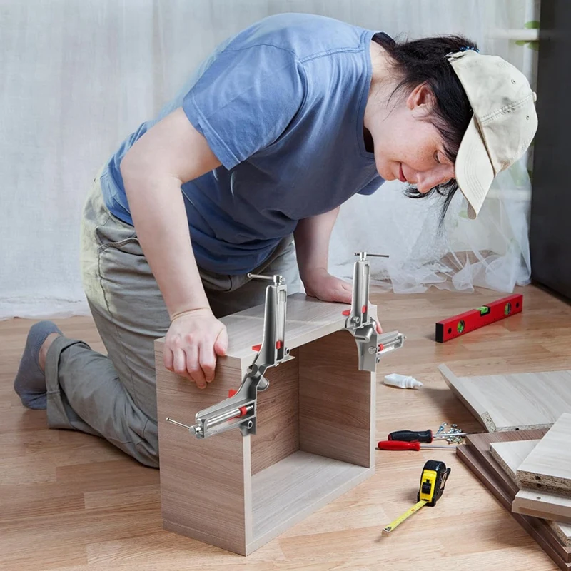 Abrazadera de esquina de 4 Uds., abrazaderas de ángulo recto de 90 grados para carpintería, marcos de fotos, cajones, soporte de vidrio de fácil instalación