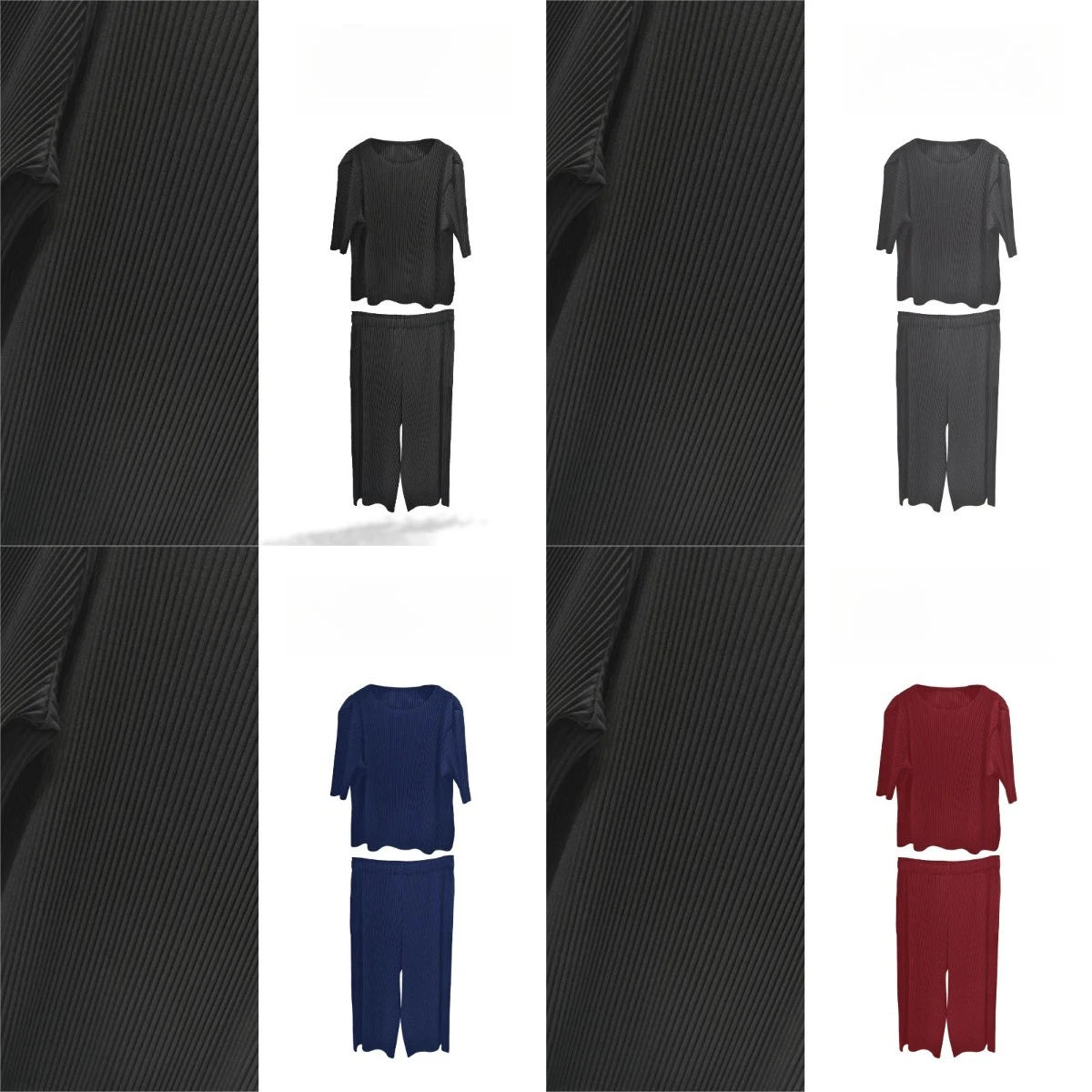 

Miyake Pleated 2025 New Spring and Summer Suit Female Simple Commuter Casual Seven Trousers Two-piece Suit Solid Colour Loose