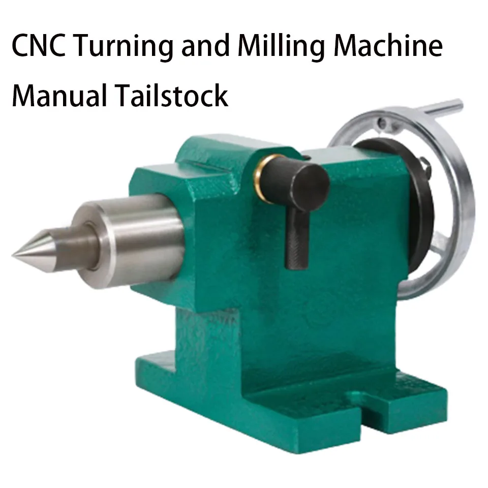 Lathe Tailstock Thimble Manual Hand Crank Tail Top Tailstock Assembly Movable Top Rotary Drill Chuck Four-axis