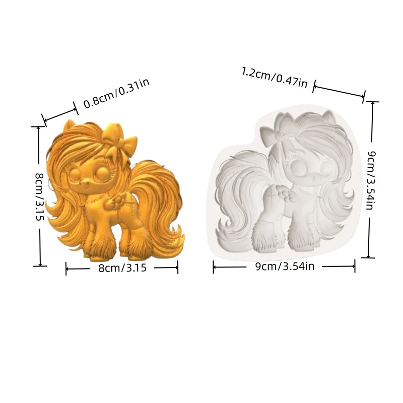 Silicone Mold for Making Fondant Chocolate with a Bow-Wearing Little Flying Horse Design, Holiday-Themed