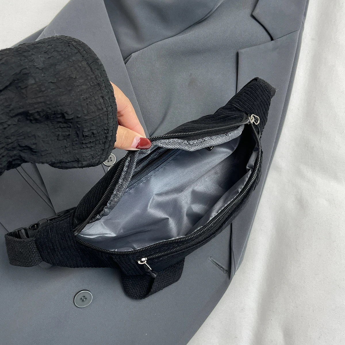 Casual Cord Gürtel Taschen für Männer Frauen Mode Fanny Pack Weibliche Banane Taille Tasche Hüfte Geldbörse Schulter Crossbody Brust Tasche Tasche – Detail 9