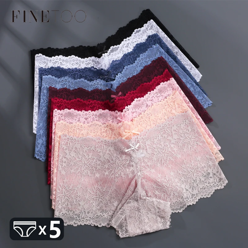 5 Teile/satz Floral Spitze Horts Unterwäsche für Frauen Low-Rise Aushöhlen Höschen Mädchen Sexy Perspektive Weiche Einfarbig dessous