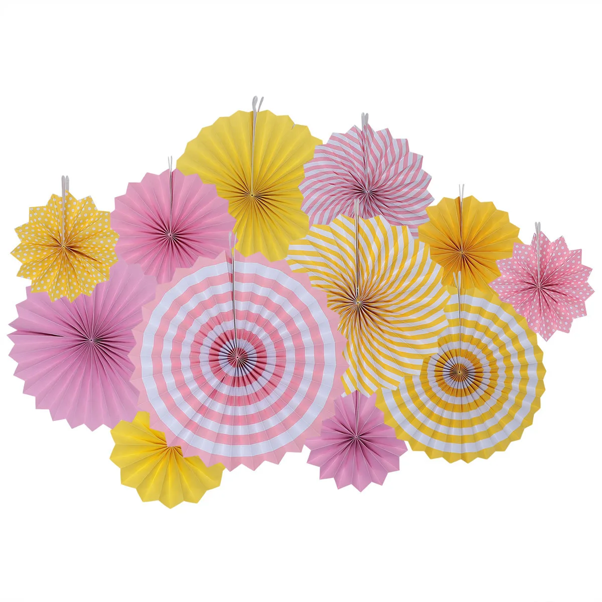 12 PCS Paper Flower Fan Ball Round Fans Fashion Garlands Festival Decorations Birthday Party