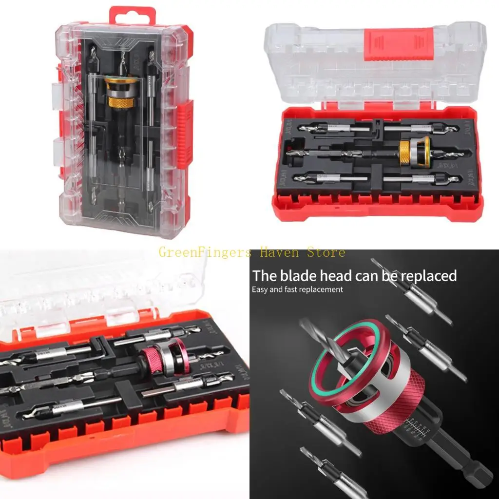 

F68D Countersink Drill Bint Set Woodworking Counterbore Doplobore Bits 1/4 -дюймовый шестигранник