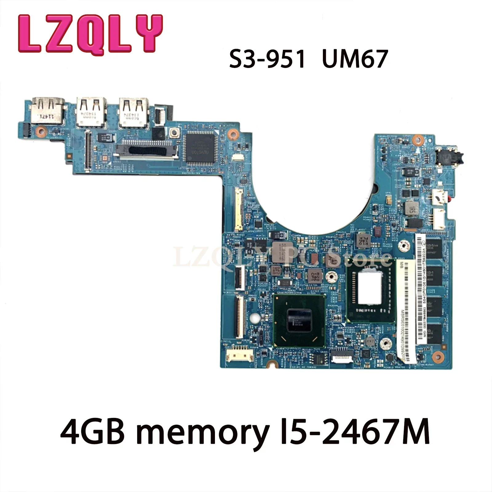 

J For Acer Aspire S3-951 Laptop Motherboard 11224-2 MBRSE01002 48.4QP01.021 UM67 4GB Memory SR0D6 I5-2467M CPU Main Board