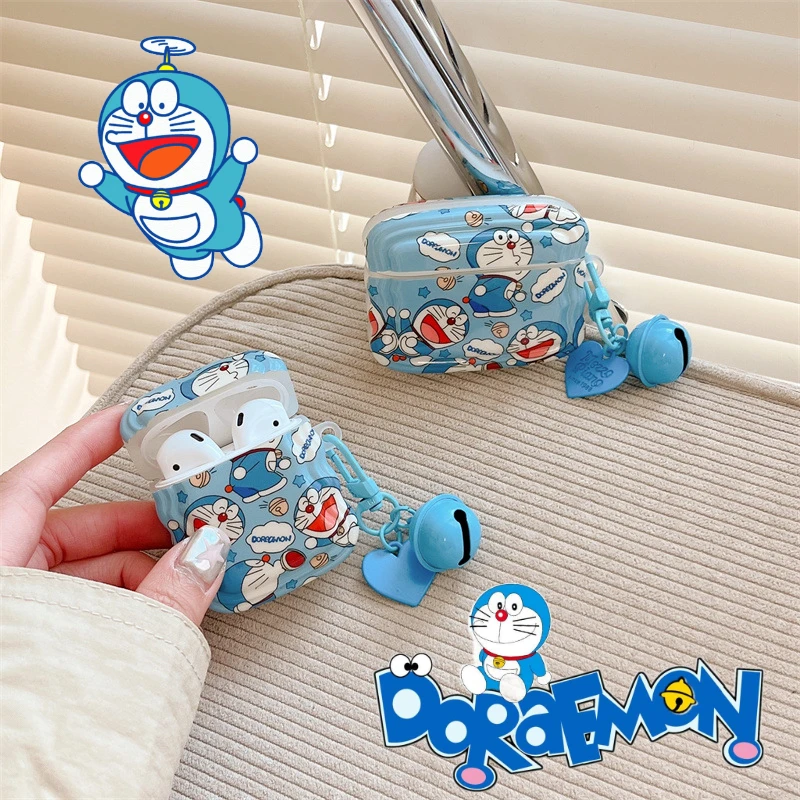 Doraemon Headset Cover for Air Pods Pro 1 2 3 AirPods Pro2 Charging Box Protection Earphone Box Cartoon Shell Ornament Keychain